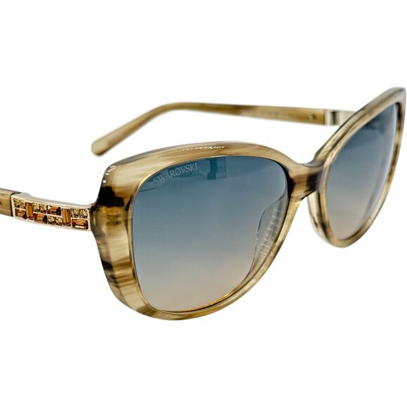 Swarovski SK0124 Womens Plastic Sunglass 57B Shiny Beige 56-16 Gradient Smoke - Picture 5 of 5